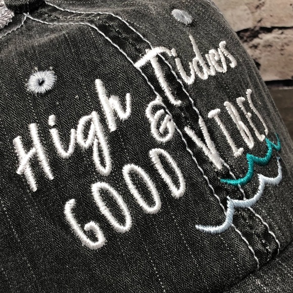 "High Tides & Good Vibes" Embroidered Cap - Picture 2 of 8